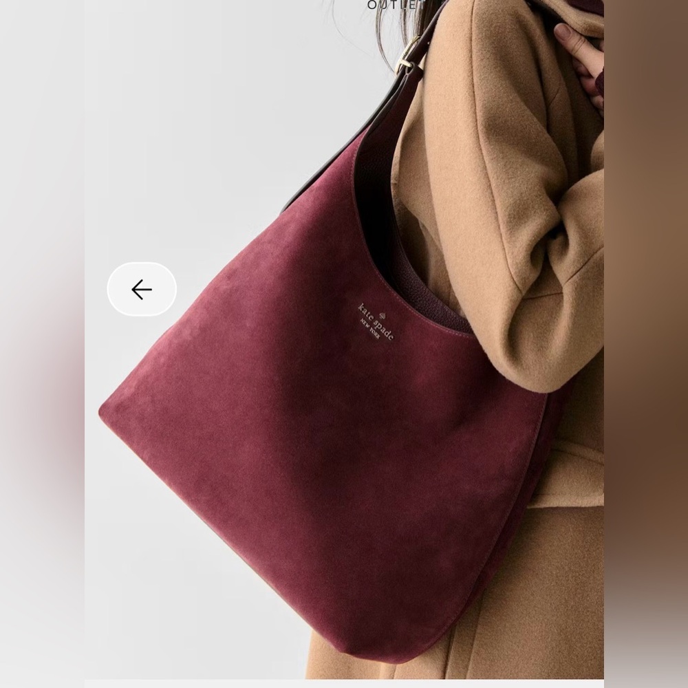 Kate Spade 454 Large Shoulder Bag in Merlot Suede, NWT